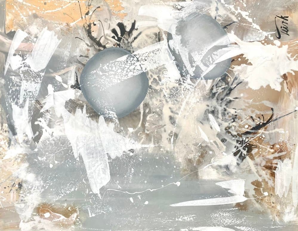Abstrakt Grau Beige - Kunstwerk von Sabine Türk