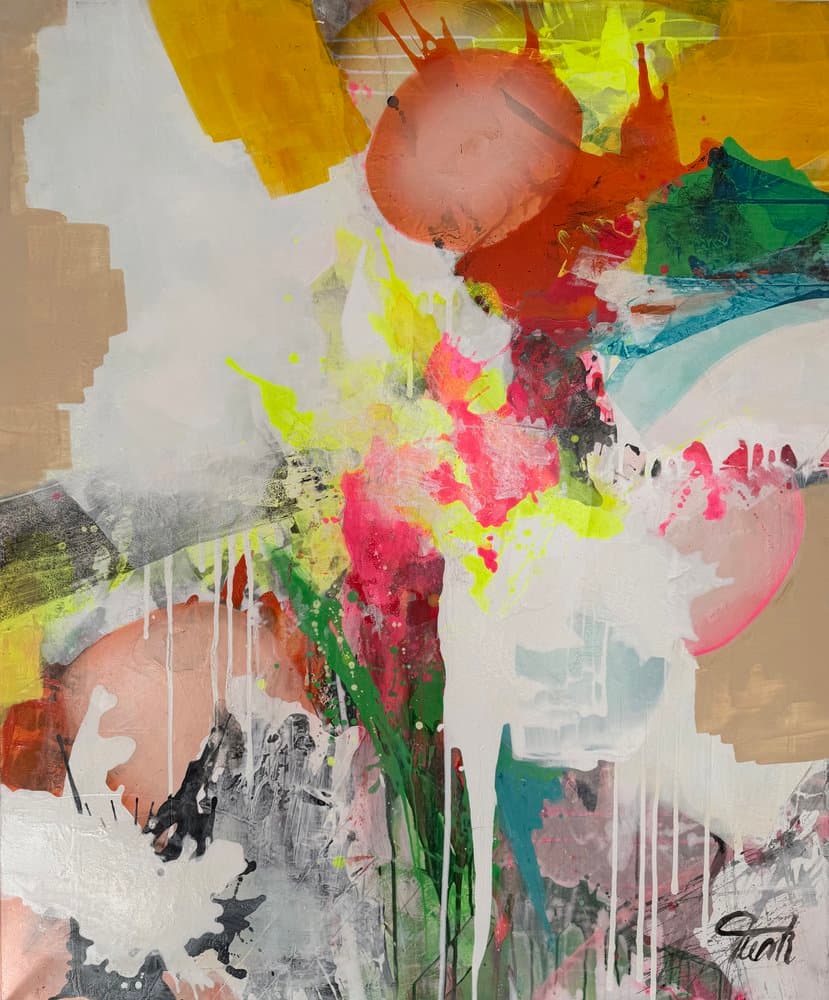 Abstrakt Orange  Gelb - Kunstwerk von Sabine Türk