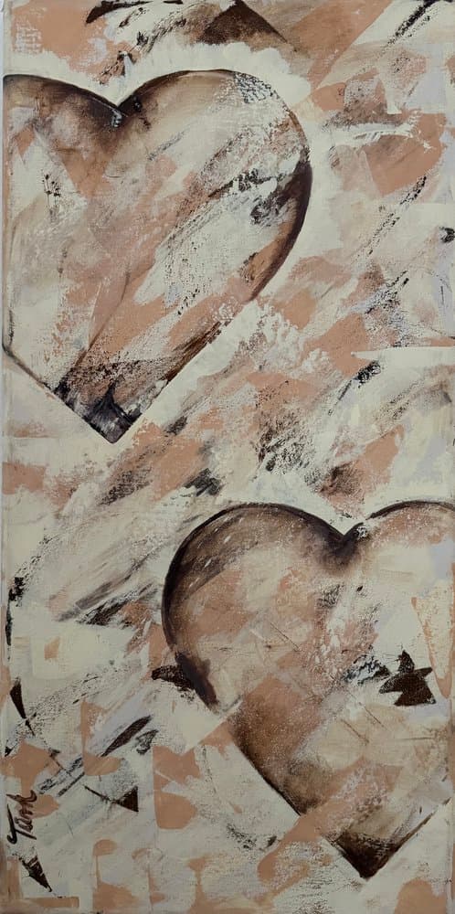 Herzen Creme - Kunstwerk von Sabine Türk