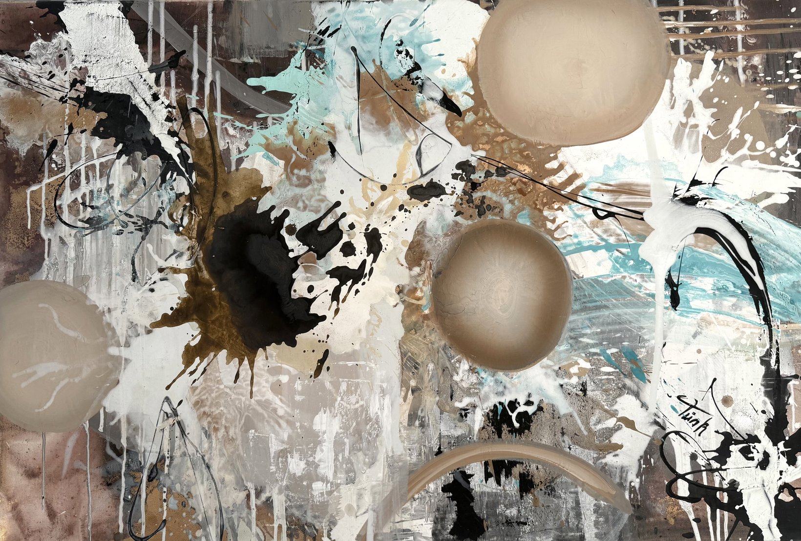 Abstrakt Beige Türkis